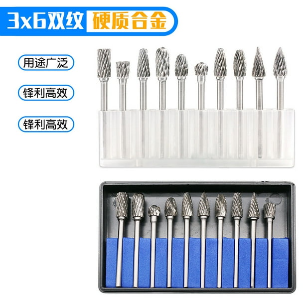 yulinwangluo 10Pcs Rotary File 3x6mm Set Double Grain Carbide Rotary File Tungsten Steel Grinding Head Engraving Rolling Grinding Tool Household Industry yulinwangluo 10Pcs Rotary File 3x6mm Set Double Grain Carbide Rotary File Tungsten Steel Grinding Head Engraving Rolling Grinding Tool Household Industry